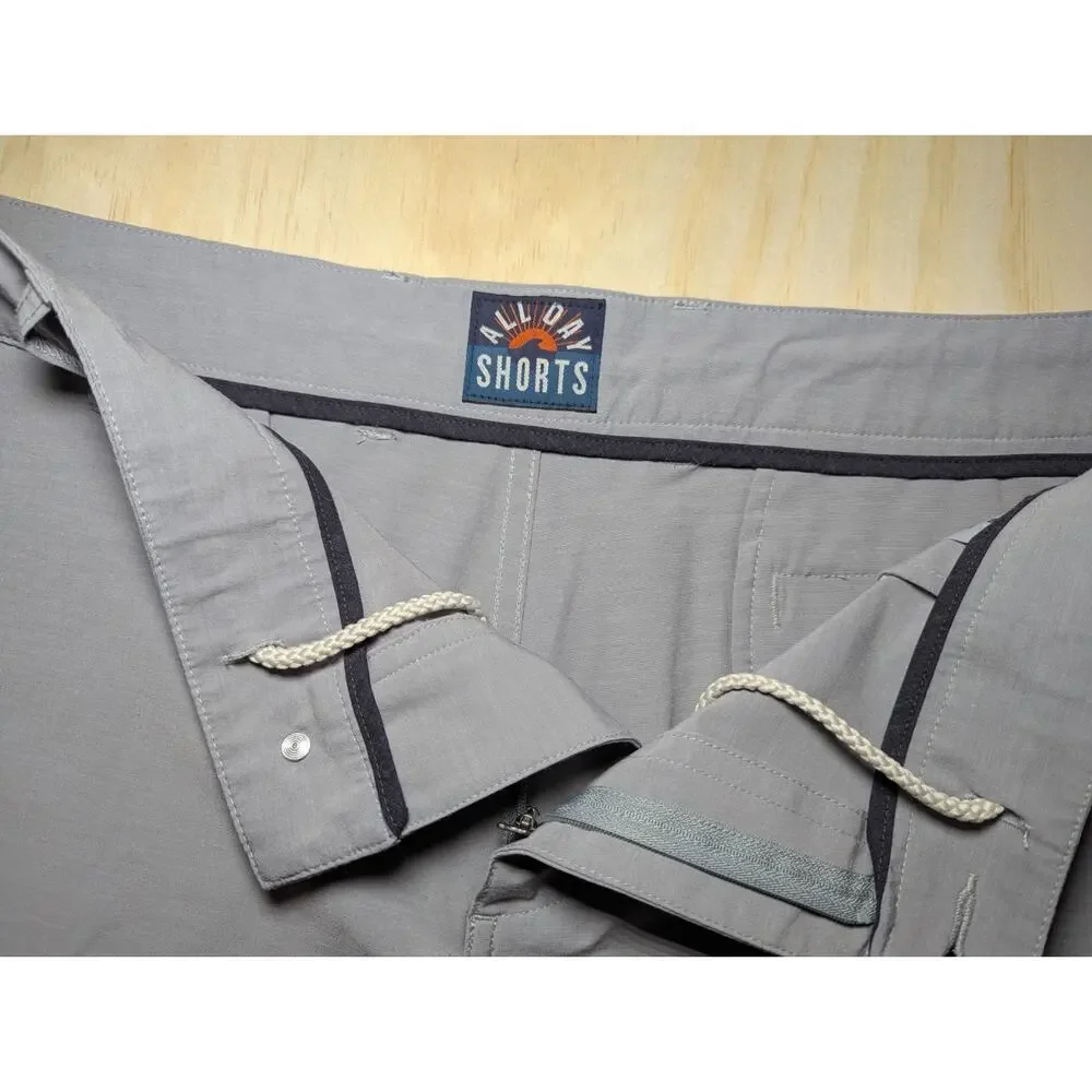 Faherty Men's 40 All Day Shorts Grey Hybrid Stretch Flat Front Casual Surf